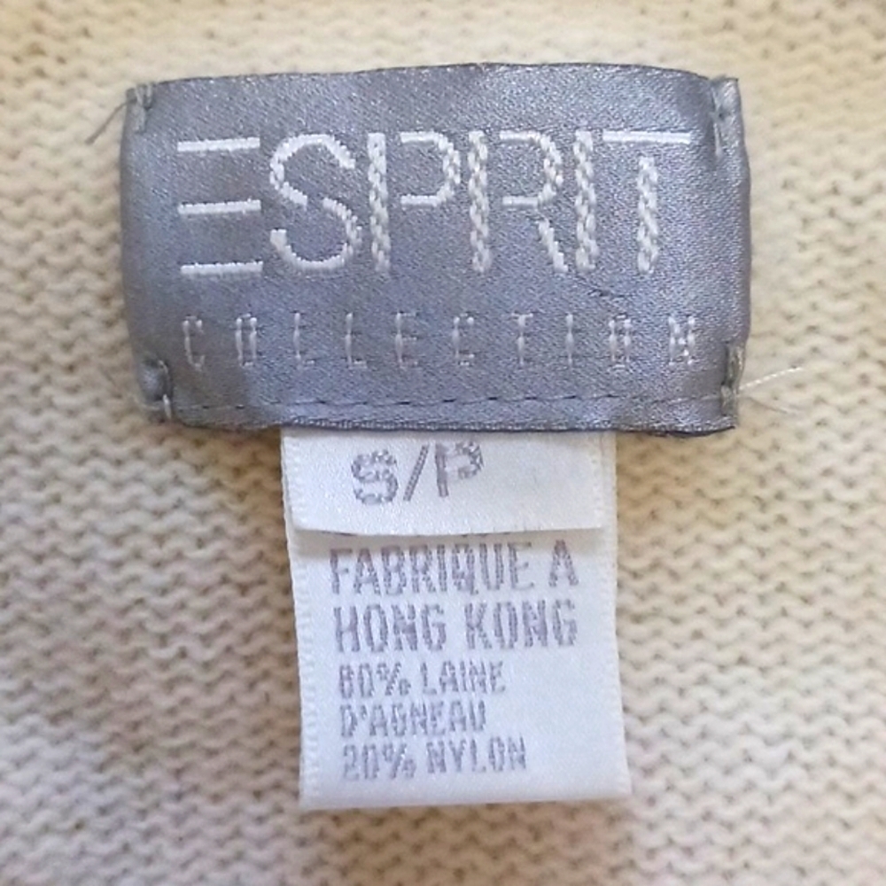 Vintage Y2K Esprit Wool Preppy Collared Button Front Cardigan Sweater Size S - Picture 8 of 9